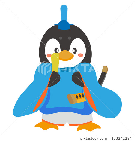 企鵝以男性雛人偶的形象站立的插圖 133241284