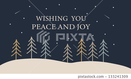 Minimalist Winter Greeting Peaceful Holiday Scene Minimalist Winter Greeting Peaceful Holiday Scene 133241309