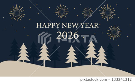 Happy New Year 2026 Winter Celebration Card 133241312