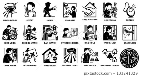 Daily Crime Prevention Icons Pack Daily Crime Prevention Icons Pack 133241329