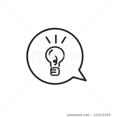 Simple light bulb speech bubble icon 133241459