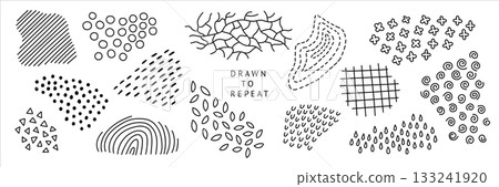 Hand-drawn decorative seamless texture element collection for abstract surface design Hand-drawn decorative seamless texture element collection for abstract surface design 133241920
