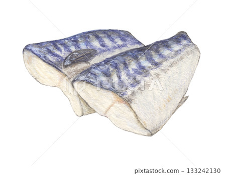 鯖魚片水彩鉛筆插圖 133242130