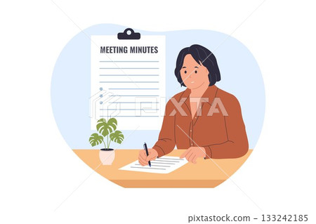 Illustration of Meeting Minutes and Documentation 133242185