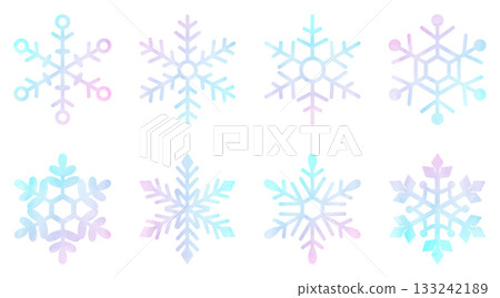 手繪雪花圖示插畫集,水彩漸層色 手繪雪花圖示插畫集,水彩漸層色 133242189