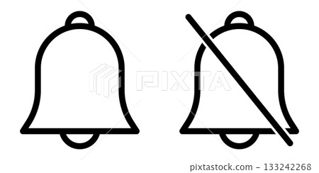 Bell notification on and off line icon set 133242268
