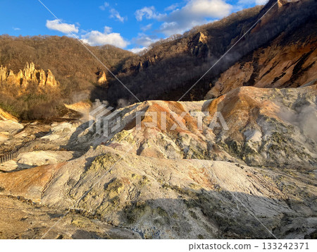 Noboribetsu Onsen, Jigokudani (Hell Valley), Noboribetsu City, Hokkaido, Cloudy Noboribetsu Onsen, Jigokudani (Hell Valley), Noboribetsu City, Hokkaido, Cloudy 133242371