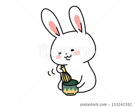 一隻可愛的兔子在泡茶 133242382