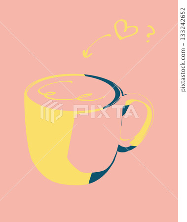 Cute latte and heart illustration 133242652