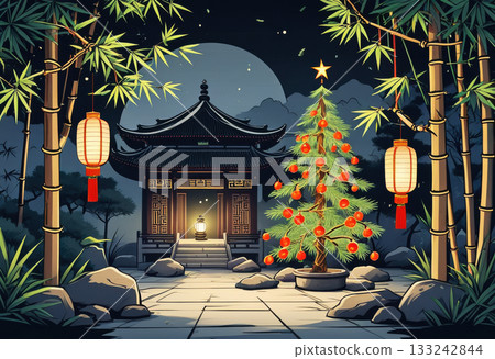 Chinese scholar's garden Christmas tree 133242844