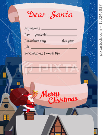 Christmas kid letter to Santa Claus template 133243037