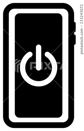 Mobile phone flat icon with a power symbol 133243072