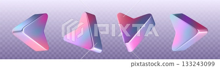 Chrome arrow elements with holographic gradient Chrome arrow elements with holographic gradient 133243099