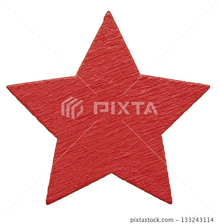 Red wooden star / star-shaped parts / decoration material (white background) 133243114