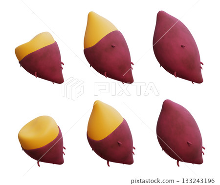 3D cartoon style sweet potato yakiimo 3D cartoon style sweet potato yakiimo 133243196