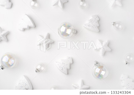 Festive Christmas ornaments on a white background. Festive Christmas ornaments on a white background. 133243304