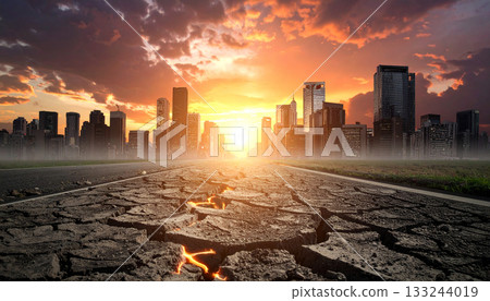 Image of a drought-stricken metropolis (AI-generated image) 133244019
