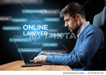 Online lawyer provides legal advice and document preparation services for clients 133244174