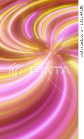 Abstract glowing swirl in pink and yellow tones with radiant motion effect, symbolizing energy, speed, and futuristic design 133244196