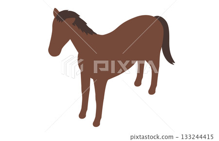 Isometric illustration of a brown horse for the zodiac, Year of the Horse, and New Year's cards Isometric illustration of a brown horse for the zodiac, Year of the Horse, and New Year's cards 133244415