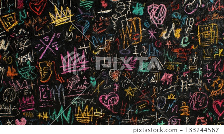 Colorful graphic art wall 133244567