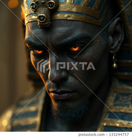 Powerful portrait of a pharaoh with intense gaze Generative AI Powerful portrait of a pharaoh with intense gaze Generative AI 133244757