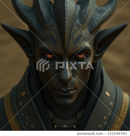 Mystical character with glowing eyes in a fantasy setting Generative AI 133244763