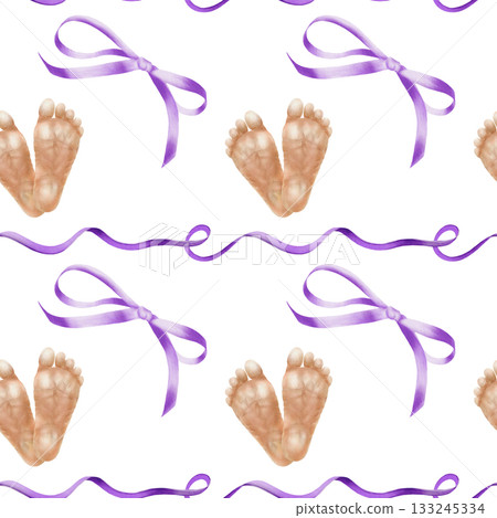 World Prematurity Day in seamless pattern of purple ribbons with bows and premature baby feet.Watercolor pattern for medical campaigns,charity projects,baby products,supportive social media content World Prematurity Day in seamless pattern of purple ribbons with bows and premature baby feet.Watercolor pattern for medical campaigns,charity projects,baby products,supportive social media content 133245334