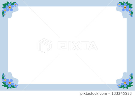 Horizontal Pastel Blue Frame with Flowers, Clean Floral Border Background for Certificate or Presentation Horizontal Pastel Blue Frame with Flowers, Clean Floral Border Background for Certificate or Presentation 133245553