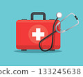 Healthcare First Aid Equipment with Stethoscope vector illustration 133245638