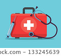Healthcare First Aid Equipment with Stethoscope vector illustration 133245639