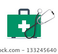 Healthcare First Aid Equipment with Stethoscope vector illustration 133245640