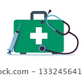 Healthcare First Aid Equipment with Stethoscope vector illustration 133245641