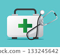 Healthcare First Aid Equipment with Stethoscope vector illustration 133245642