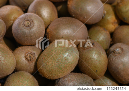 Freshly harvested kiwis on a wooden surface ready for the market and health enthusiasts in the morning light 133245854