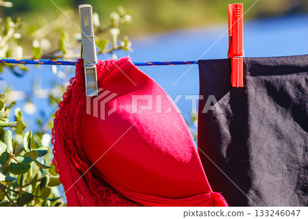 Clothes hanging to dry outdoor 133246047