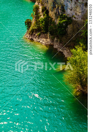 Turquoise water of Verdon Gorge in Provence France. 133246050