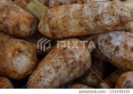 Harvest season brings fresh tubers ready for market in vibrant countryside 133246193