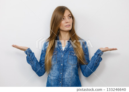 Girl with denim jacket. Girl with denim jacket. 133246640