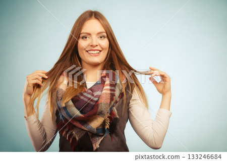 Positive girl in autumn season clothing Positive girl in autumn season clothing 133246684