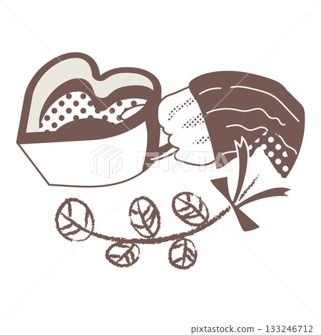 Brown illustration of coffee in a heart-shaped cup Brown illustration of coffee in a heart-shaped cup 133246712