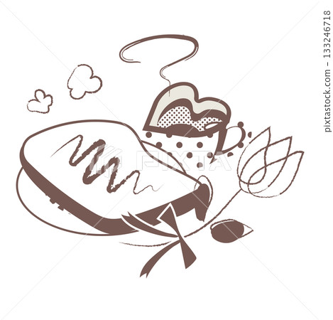 棕色的吐司和波點杯插圖 棕色的吐司和波點杯插圖 133246718