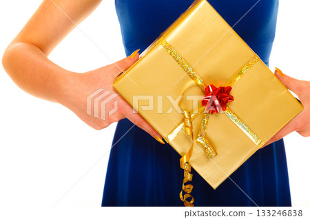 holidays love happiness concept - girl with gift box holidays love happiness concept - girl with gift box 133246838