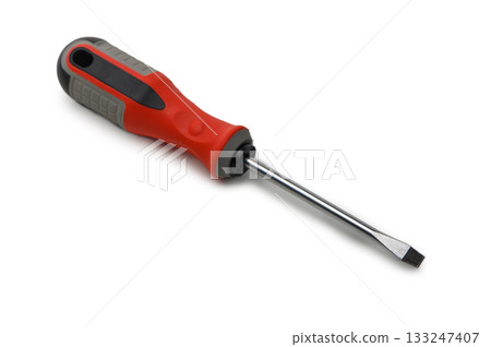 Flathead screwdriver isolated on white background Flathead screwdriver isolated on white background 133247407