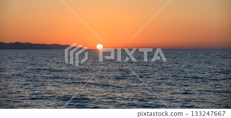 Relaxing Evening with Mountains and Sea Sunset in Cyprus Relaxing Evening with Mountains and Sea Sunset in Cyprus 133247667