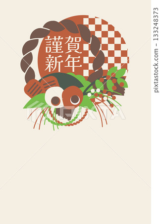 Stylish New Year's card template material with shimenawa design and no year number Stylish New Year's card template material with shimenawa design and no year number 133248373