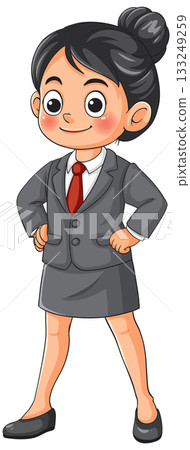 Confident Young Woman in Business Suit Standing Proudly Confident Young Woman in Business Suit Standing Proudly 133249259