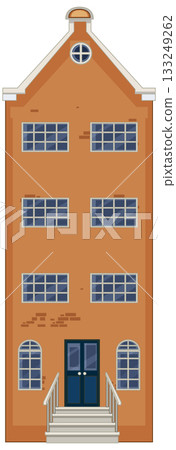 Traditional Dutch Canal House Vector Illustration 133249262