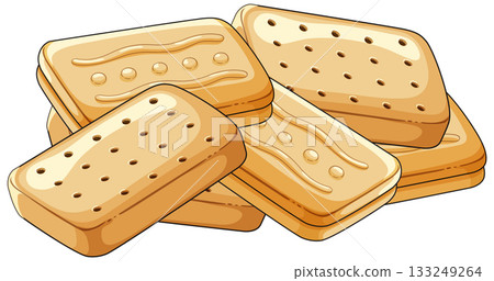 Stack of Rectangular Shortbread Biscuits Illustration Stack of Rectangular Shortbread Biscuits Illustration 133249264