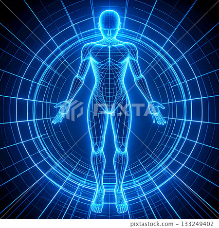 未來主義線框人形輪廓 133249402